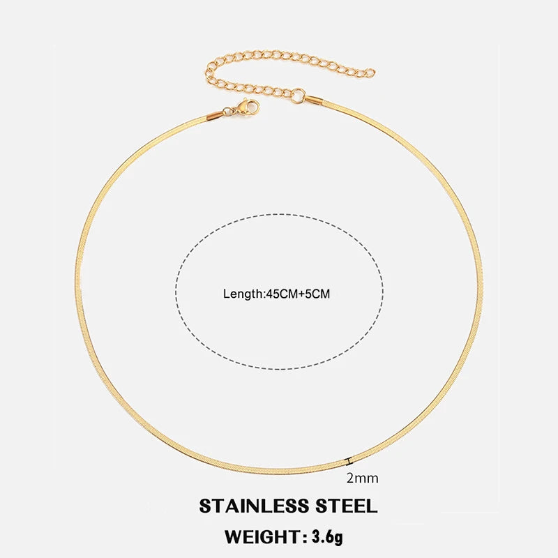 Hot Classic Unisex Flat Snake Chain Choker Necklace