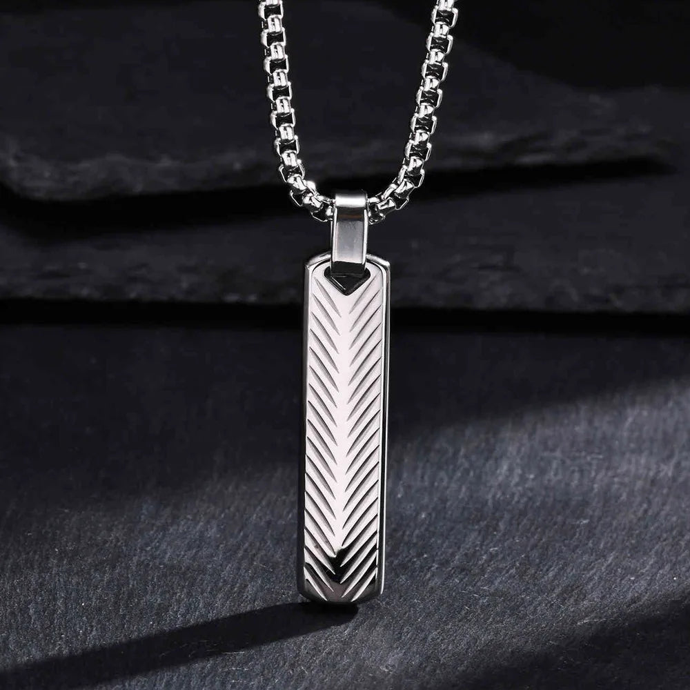 Geometric Stainless Steel Pendant with Box Chain