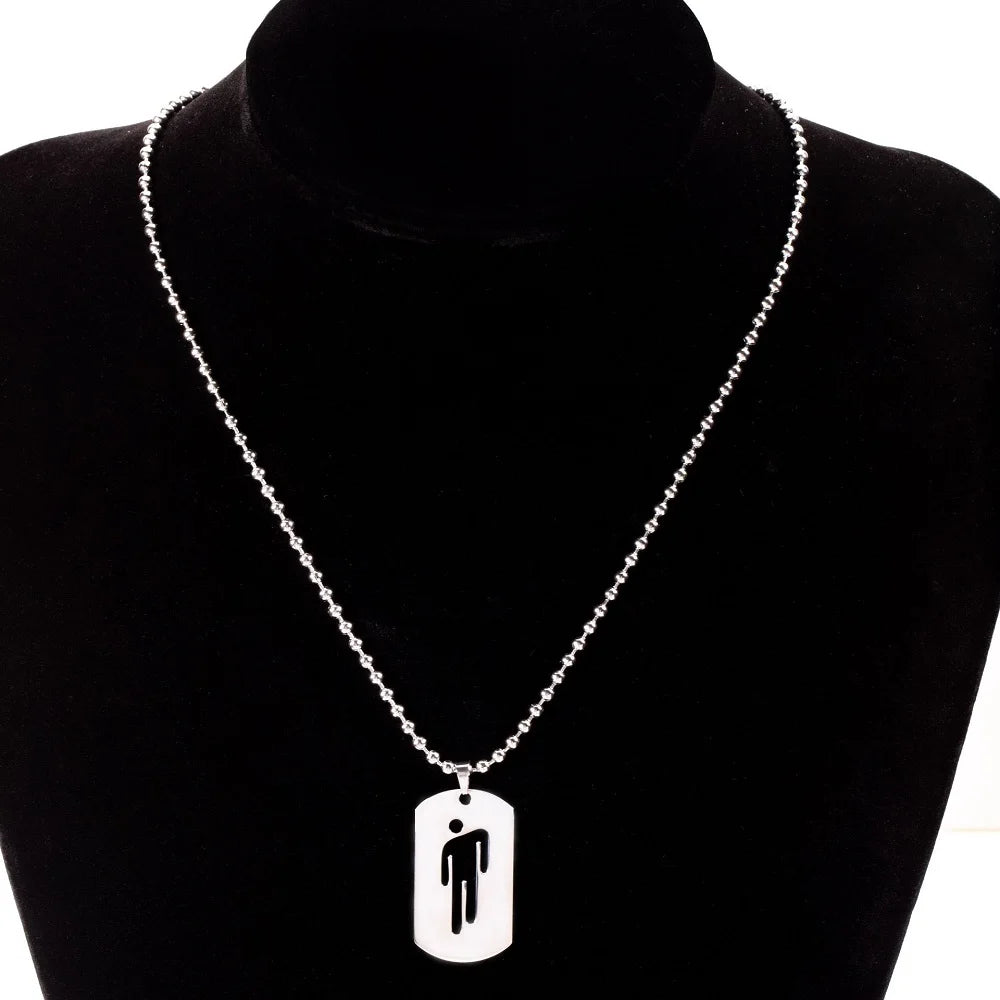 New Fashion Skew Head Tag Stainless Steel Pendant Necklaces