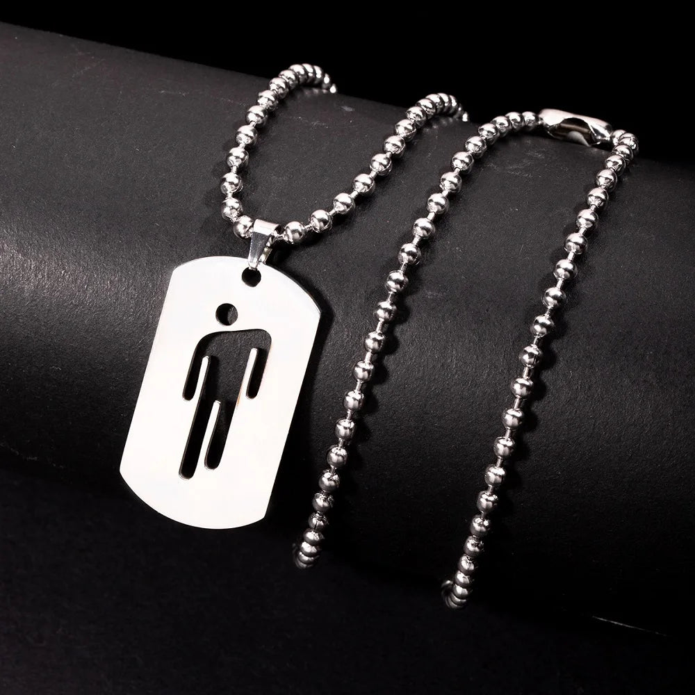 New Fashion Skew Head Tag Stainless Steel Pendant Necklaces
