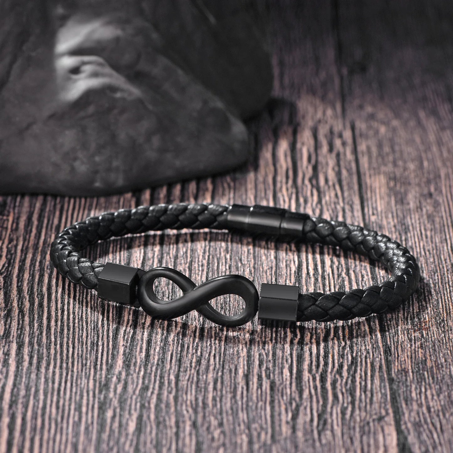 Classic Stainless Steel Leather Bracelet