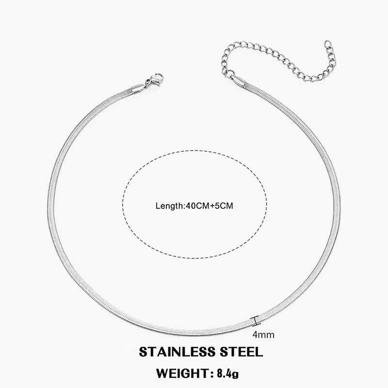Hot Classic Unisex Flat Snake Chain Choker Necklace