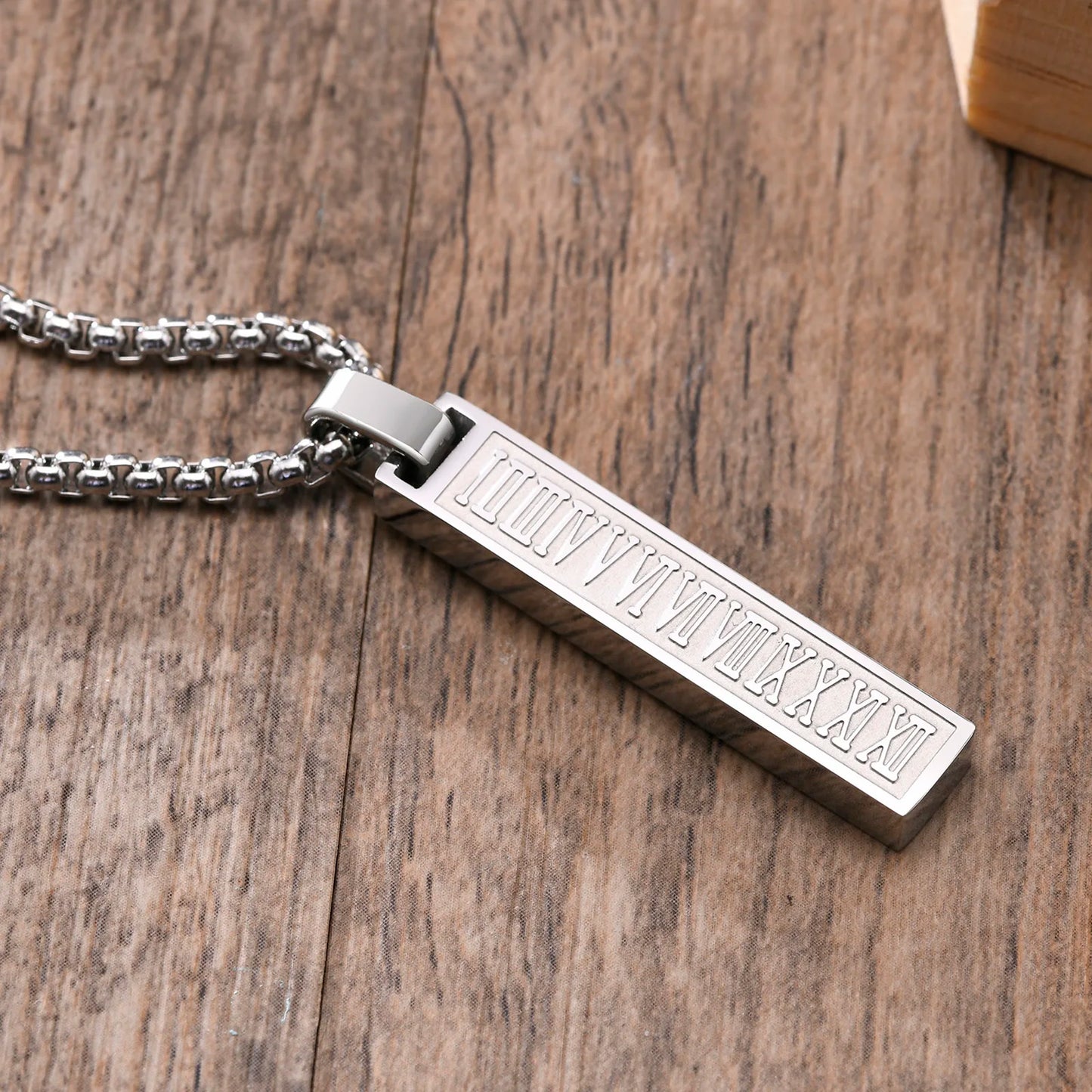 Geometric Stainless Steel Pendant with Box Chain