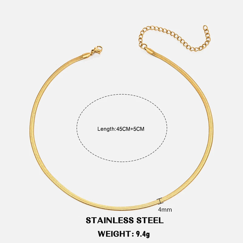 Hot Classic Unisex Flat Snake Chain Choker Necklace
