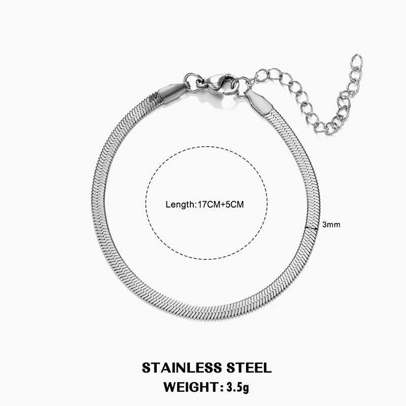 Hot Classic Unisex Flat Snake Chain Choker Necklace
