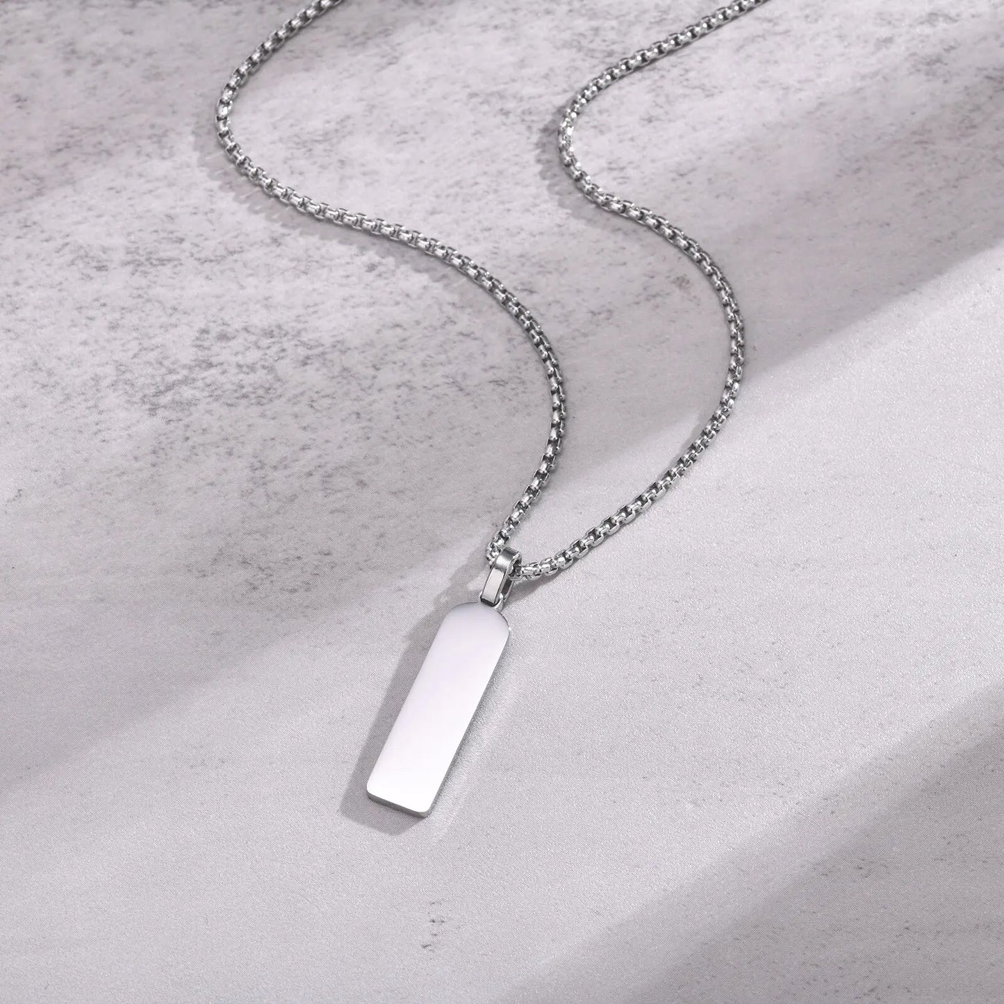 Geometric Stainless Steel Pendant with Box Chain