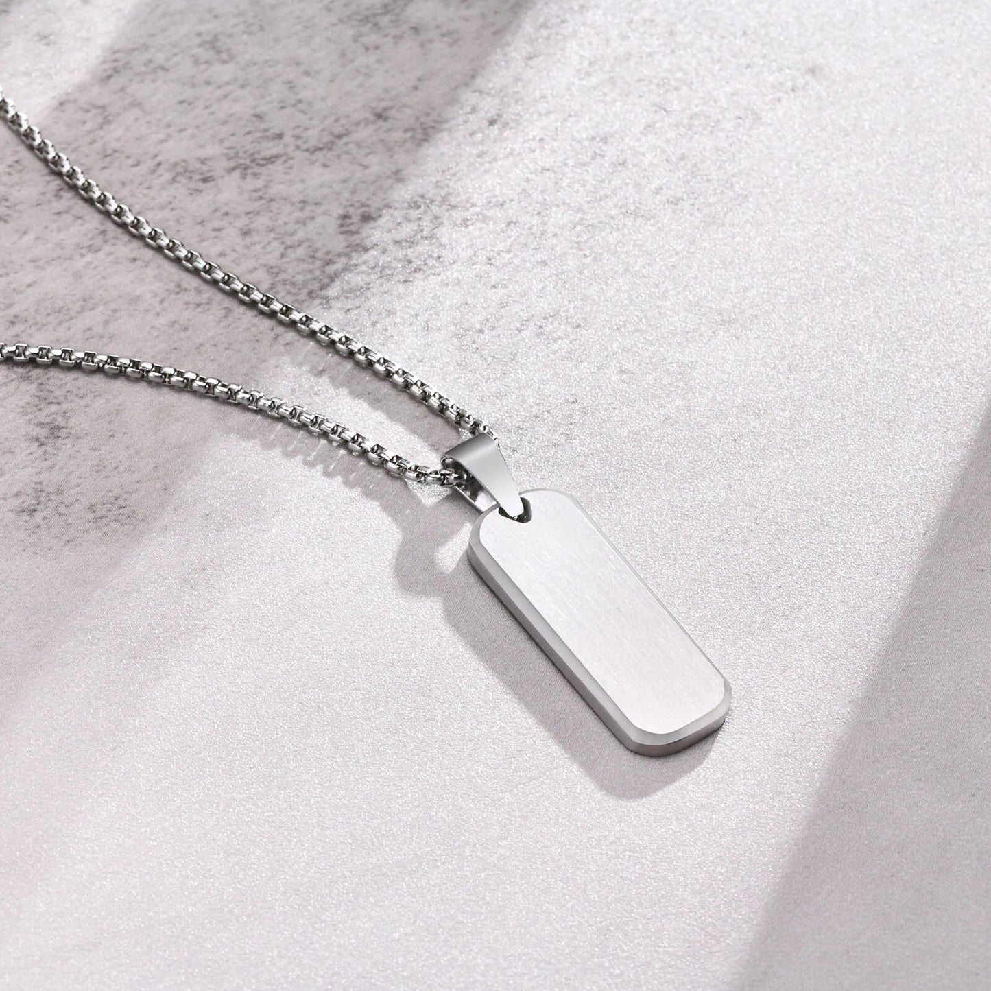 Geometric Stainless Steel Pendant with Box Chain