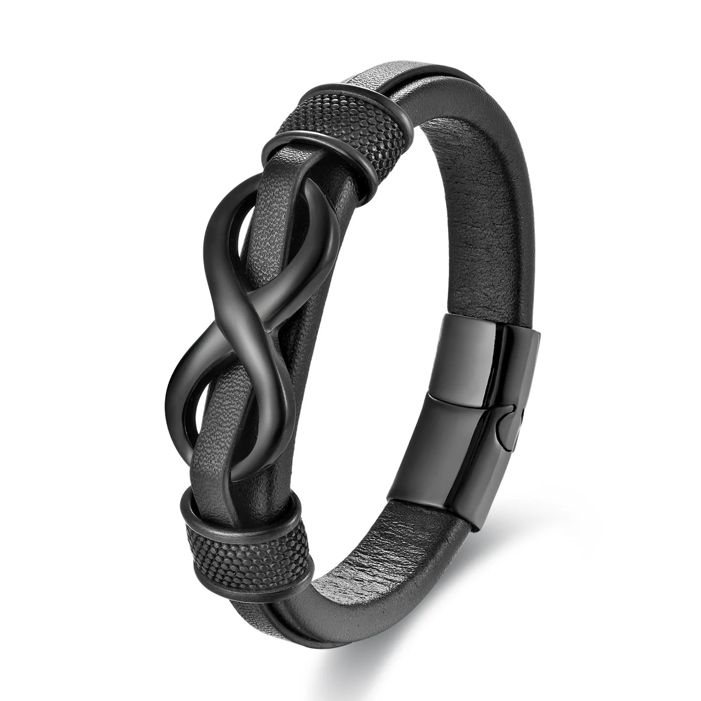 Classic Stainless Steel Leather Bracelet