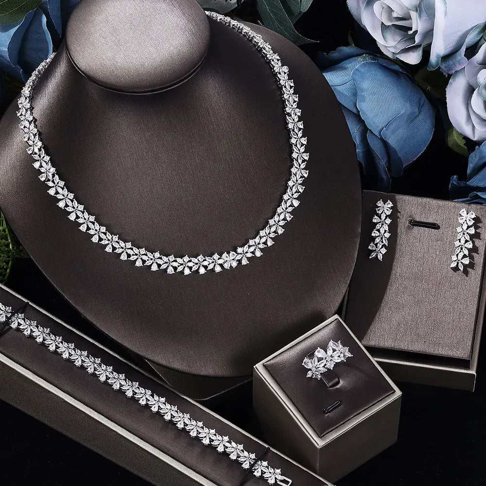 New four-piece cubic zirconia bridal jewelry set