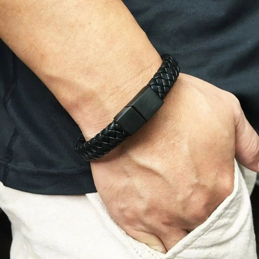 Men's Leather Open Bangle