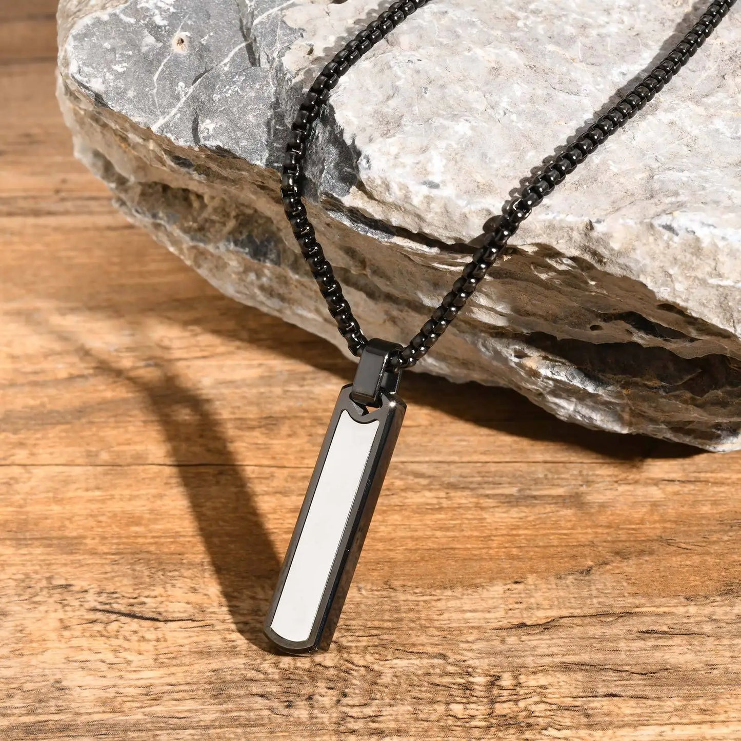 Geometric Stainless Steel Pendant with Box Chain