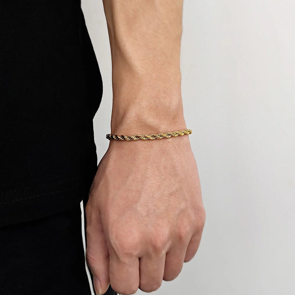 Hip Hop Stainless Steel Twist Chain Men Bracelet