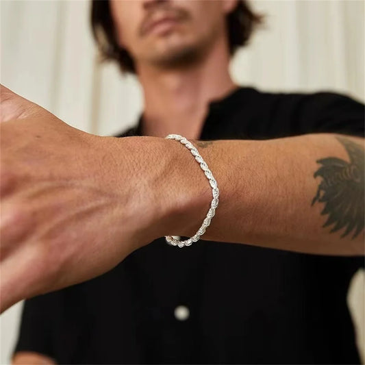 Hip Hop Stainless Steel Twist Chain Men Bracelet