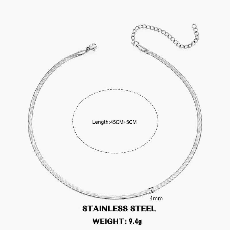 Hot Classic Unisex Flat Snake Chain Choker Necklace