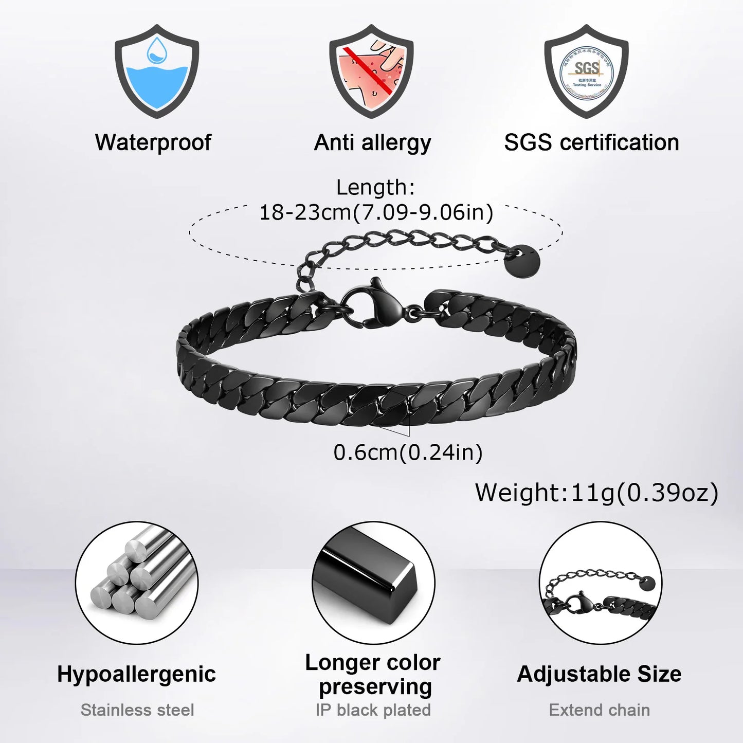 Black Cuban Chain Bracelets