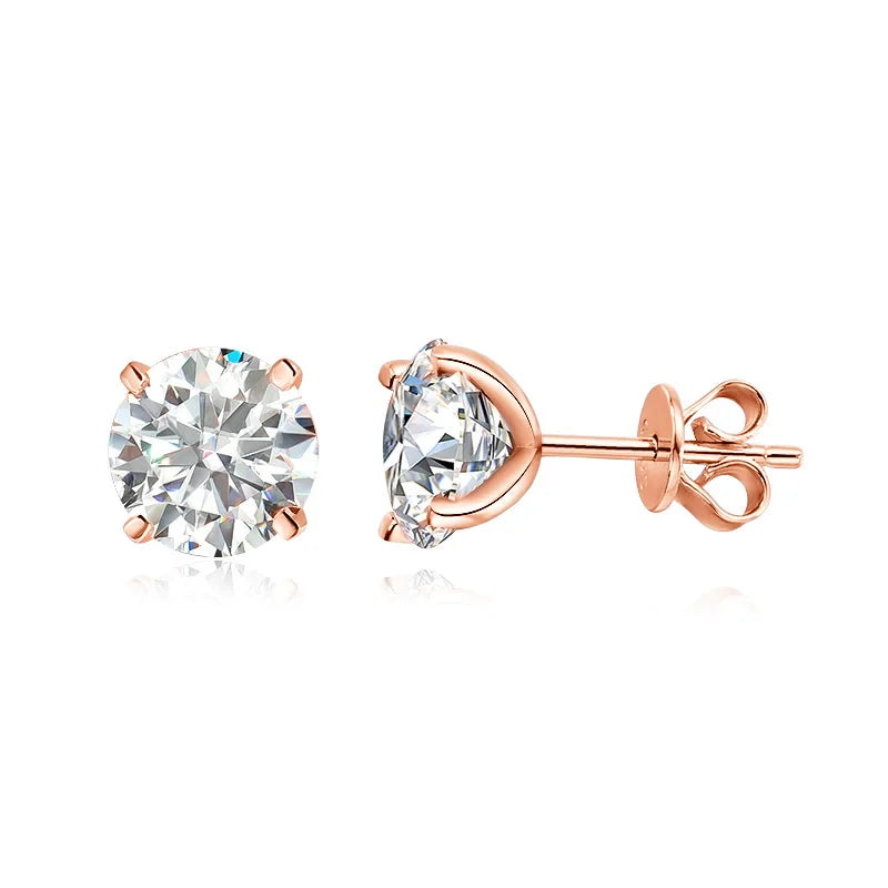 Rose Gold Colour Moissanite Stud Earrings