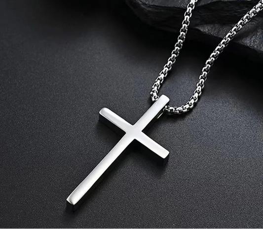 Plain Cross Pendant Collar with Stainless Steel Box Chain