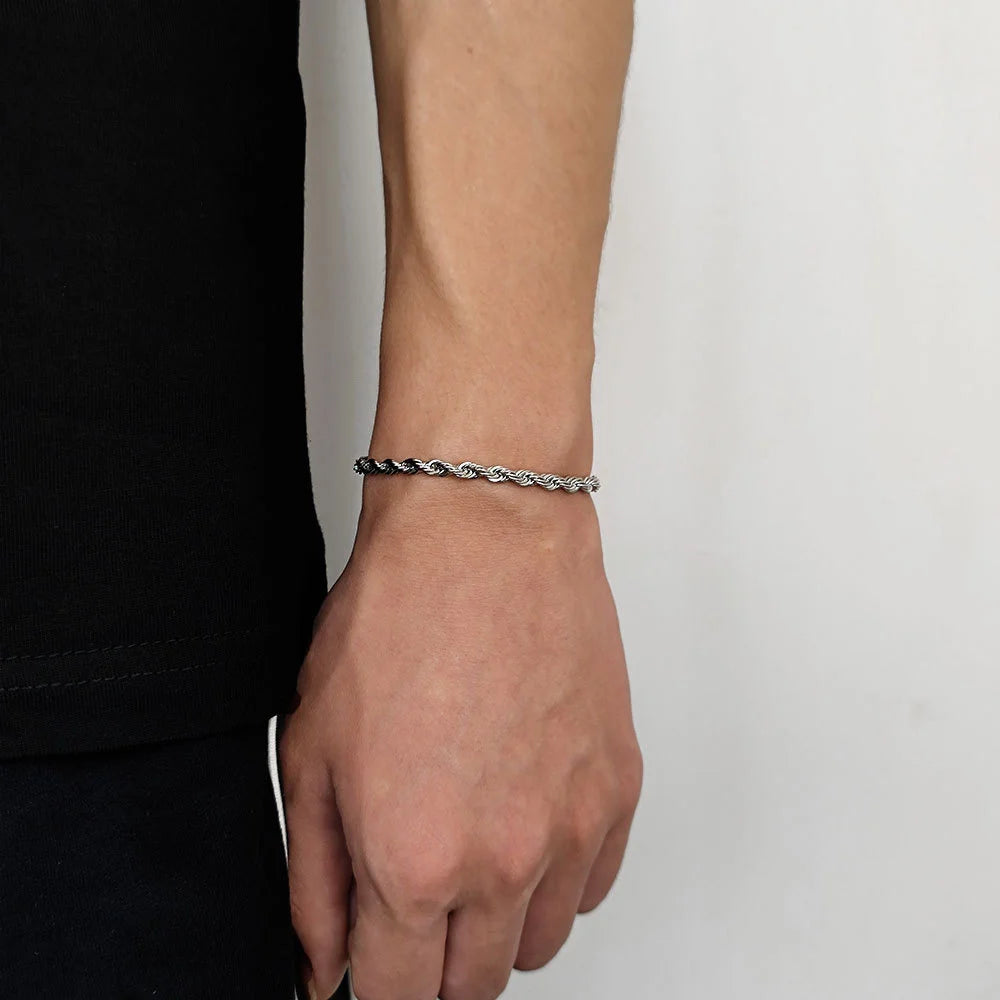 Hip Hop Stainless Steel Twist Chain Men Bracelet