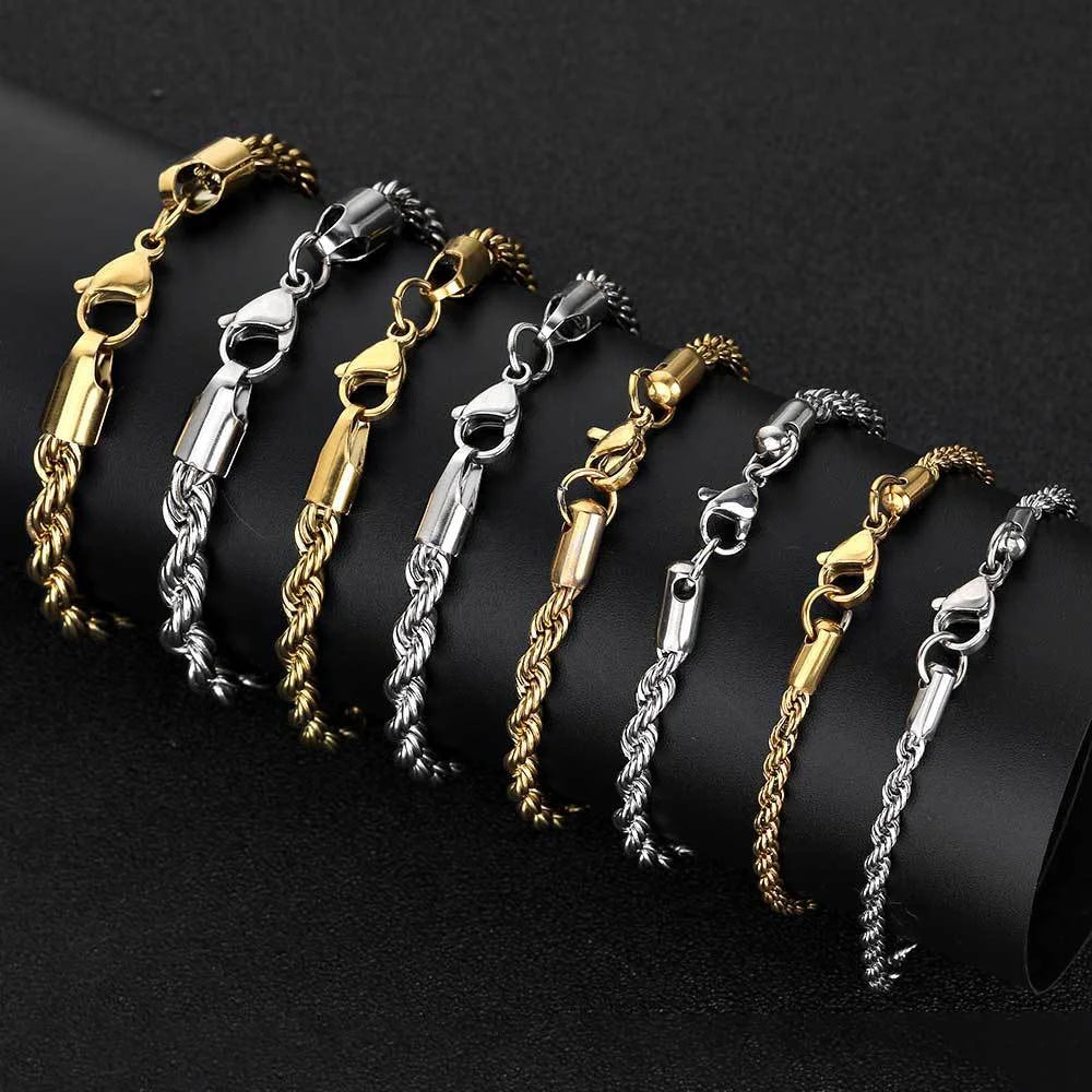 Hip Hop Stainless Steel Twist Chain Men Bracelet