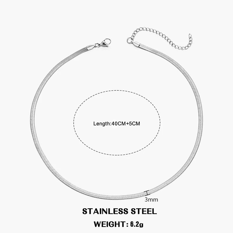 Hot Classic Unisex Flat Snake Chain Choker Necklace