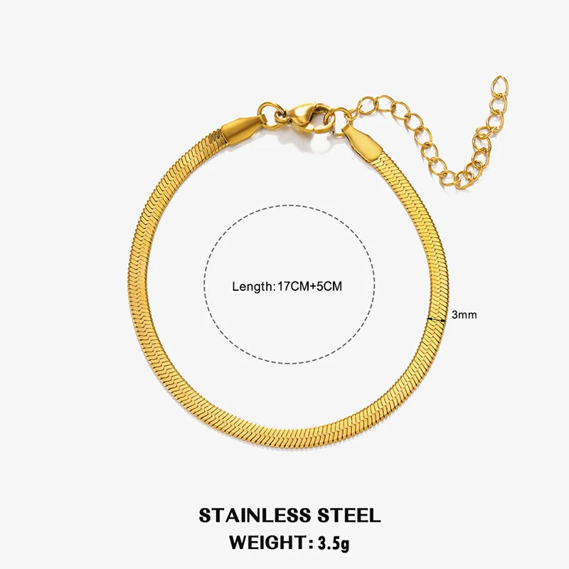 Hot Classic Unisex Flat Snake Chain Choker Necklace