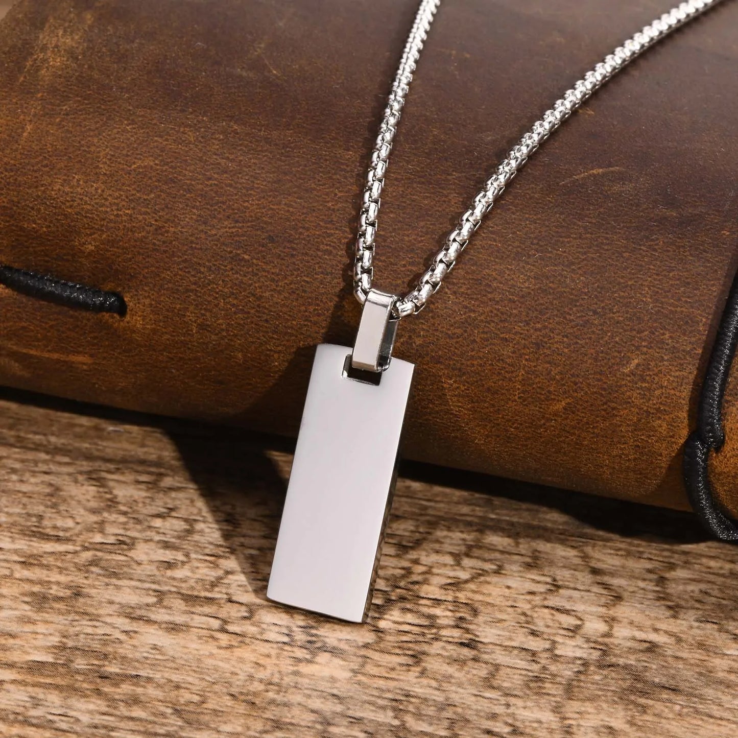 Geometric Stainless Steel Pendant with Box Chain