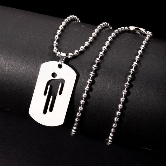 New Fashion Skew Head Tag Stainless Steel Pendant Necklaces