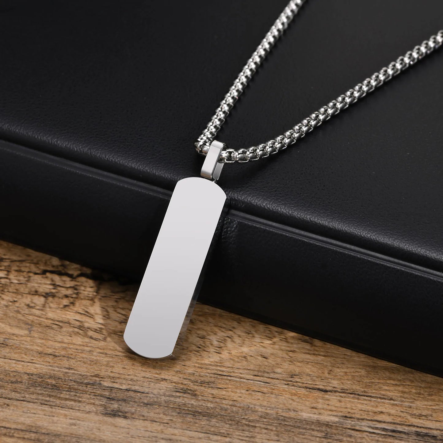Geometric Stainless Steel Pendant with Box Chain