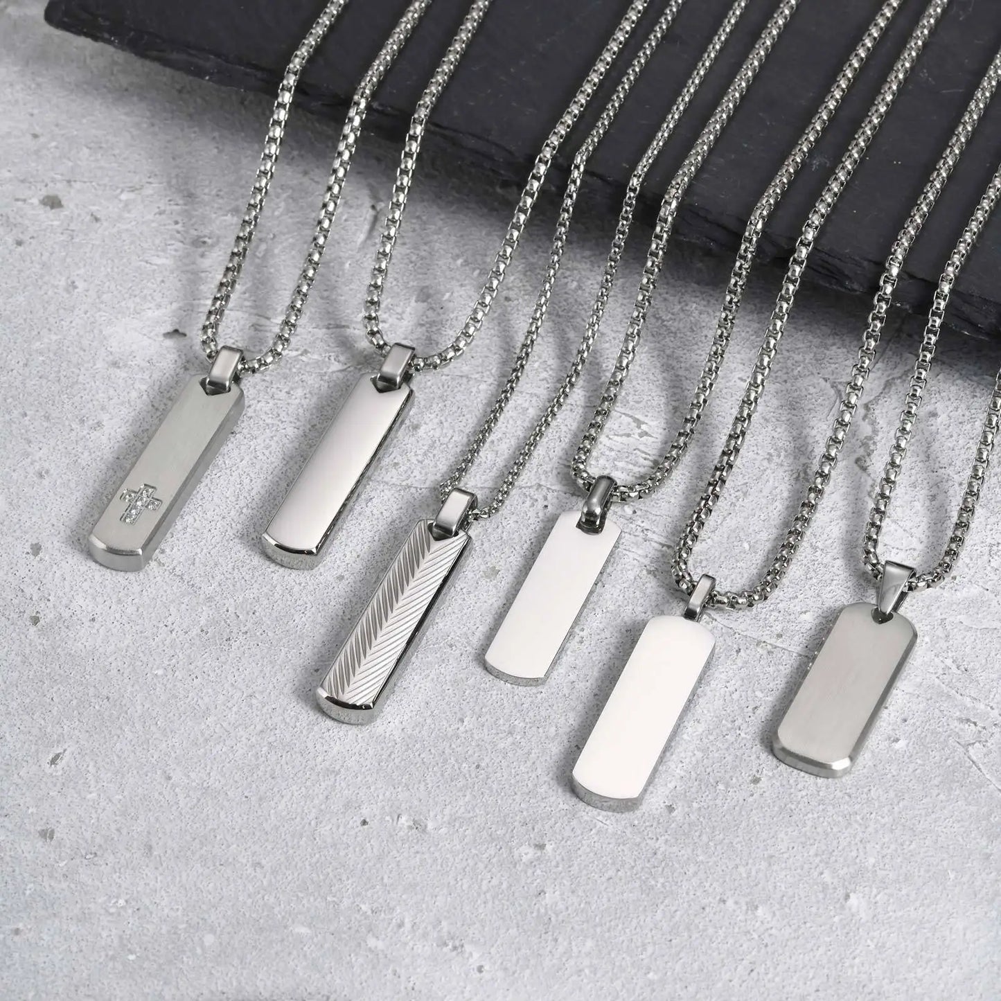 Geometric Stainless Steel Pendant with Box Chain