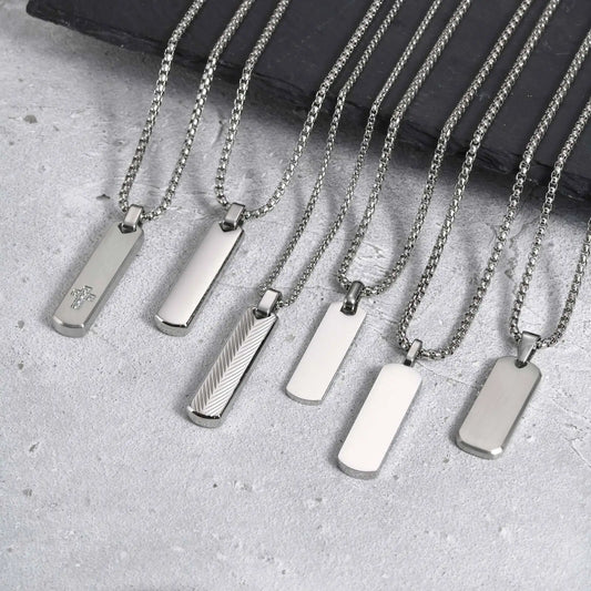 Geometric Stainless Steel Pendant with Box Chain