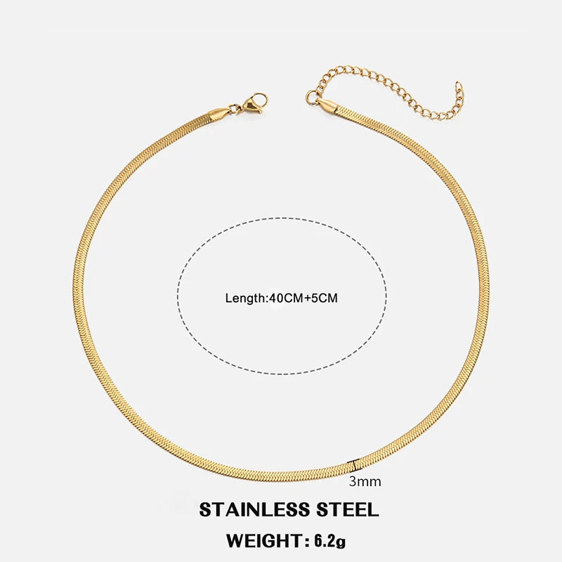 Hot Classic Unisex Flat Snake Chain Choker Necklace