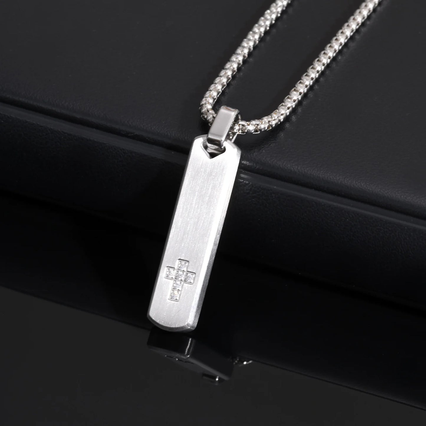 Geometric Stainless Steel Pendant with Box Chain