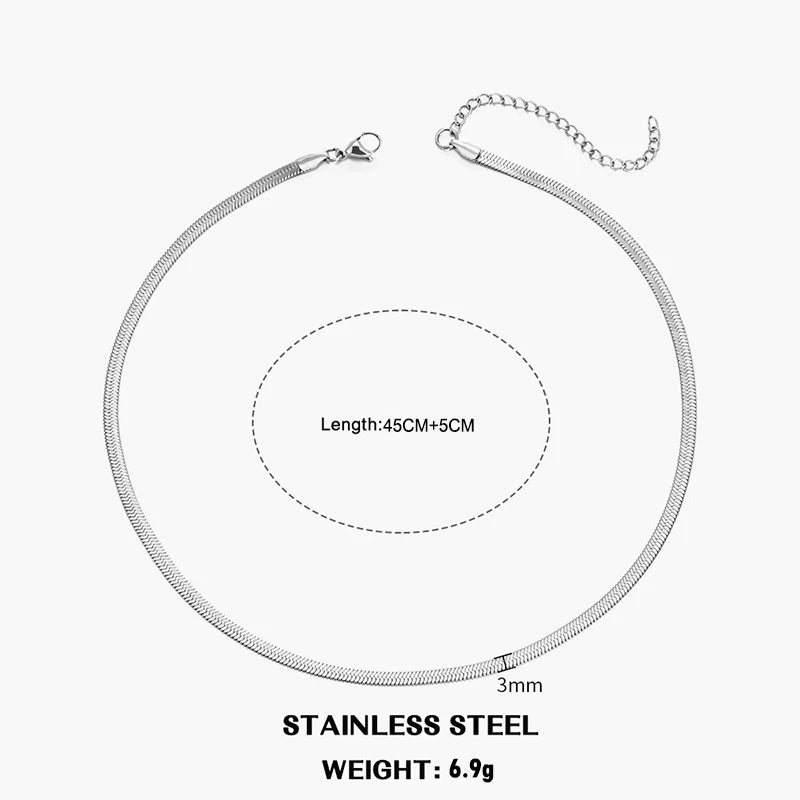 Hot Classic Unisex Flat Snake Chain Choker Necklace
