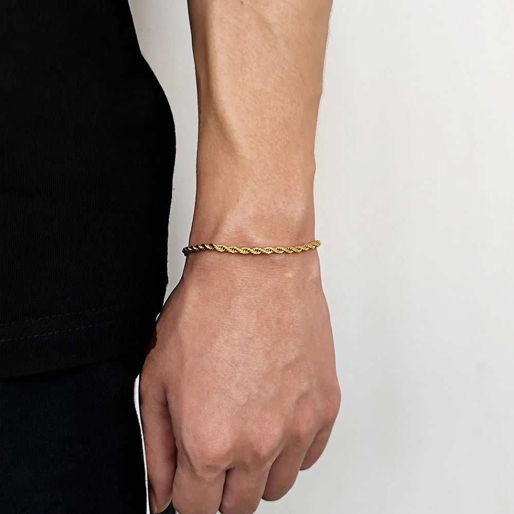 Hip Hop Stainless Steel Twist Chain Men Bracelet