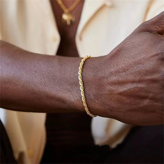 Hip Hop Stainless Steel Twist Chain Men Bracelet