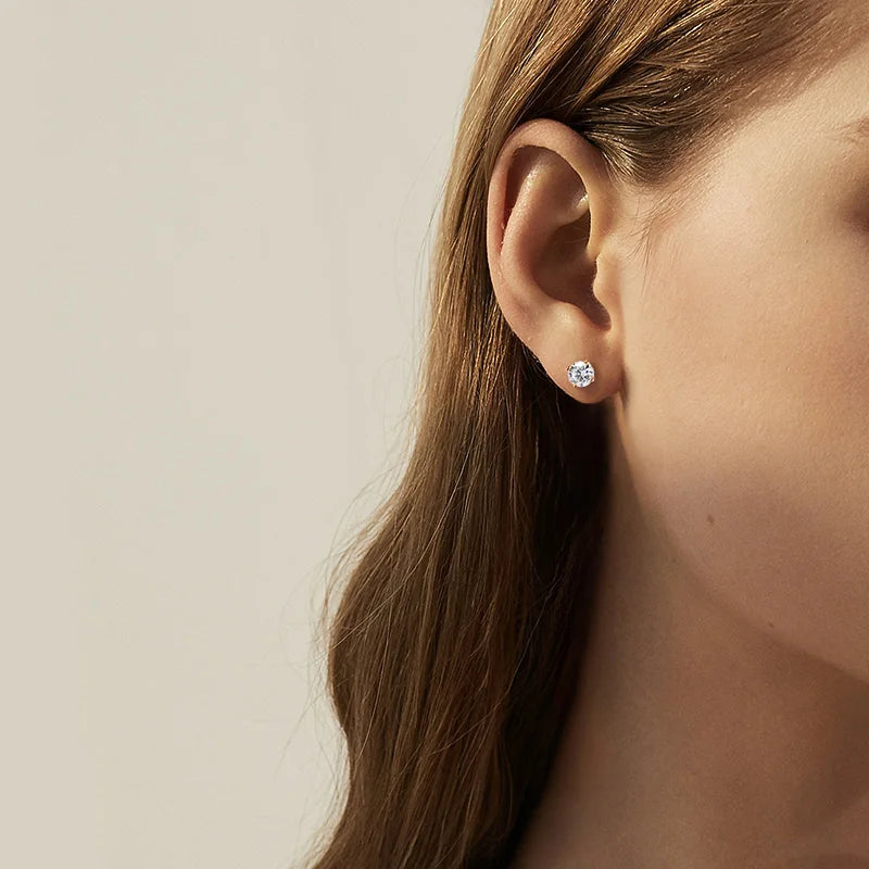 Rose Gold Colour Moissanite Stud Earrings