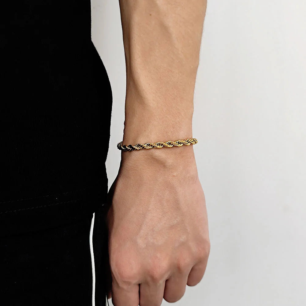 Hip Hop Stainless Steel Twist Chain Men Bracelet