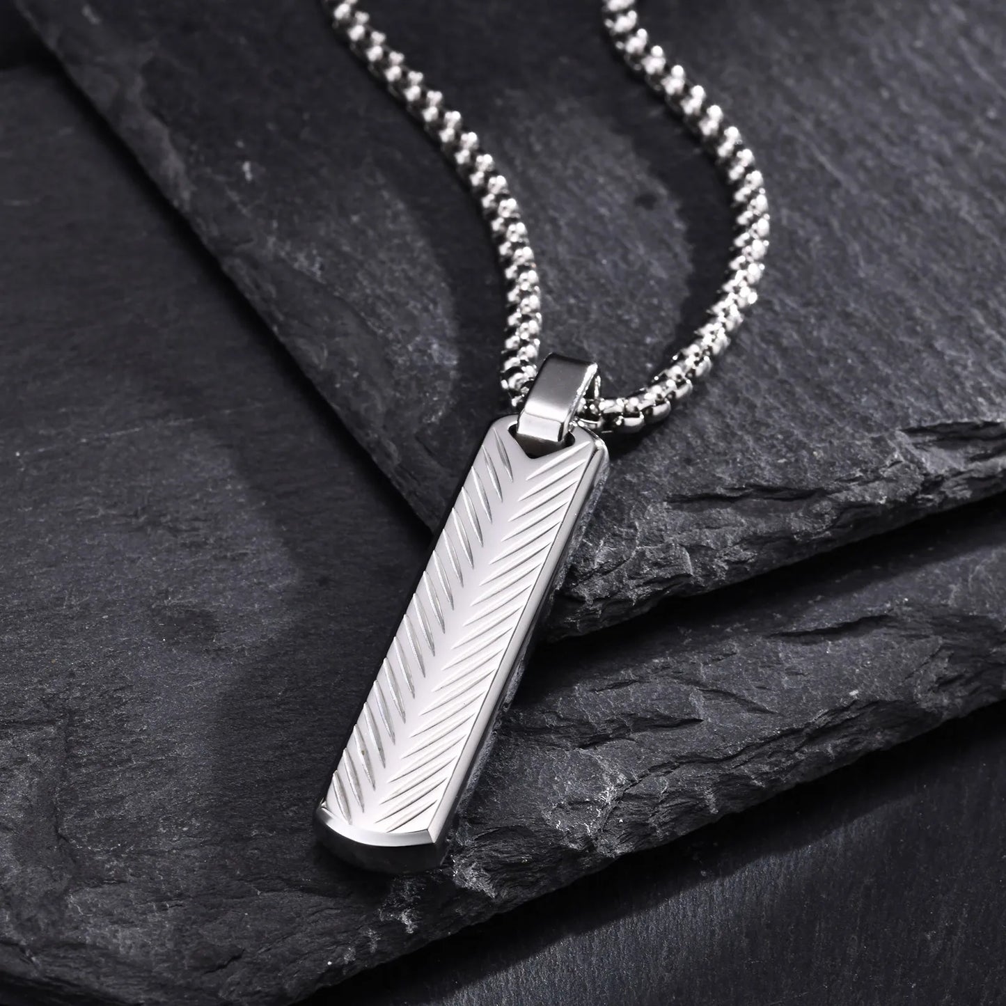 Geometric Stainless Steel Pendant with Box Chain