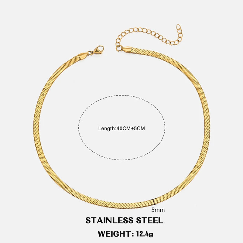 Hot Classic Unisex Flat Snake Chain Choker Necklace