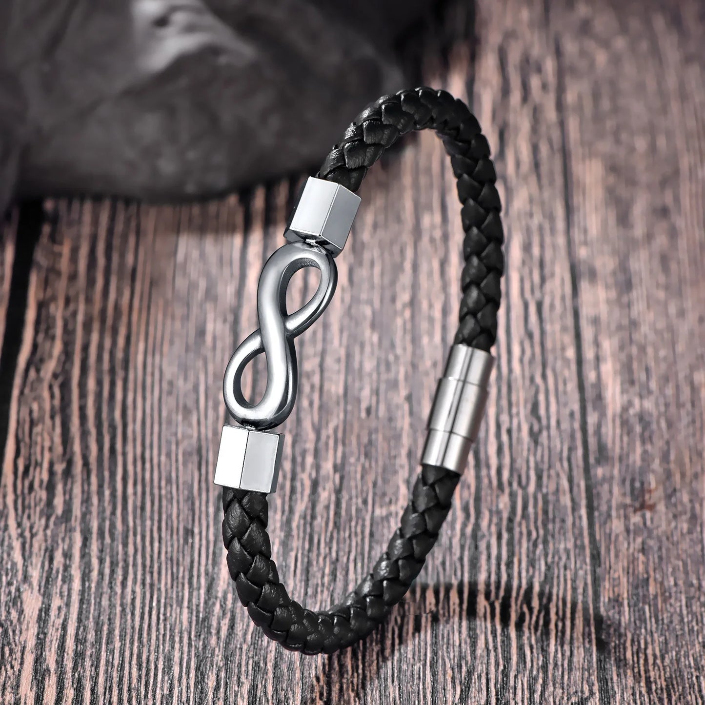 Classic Stainless Steel Leather Bracelet
