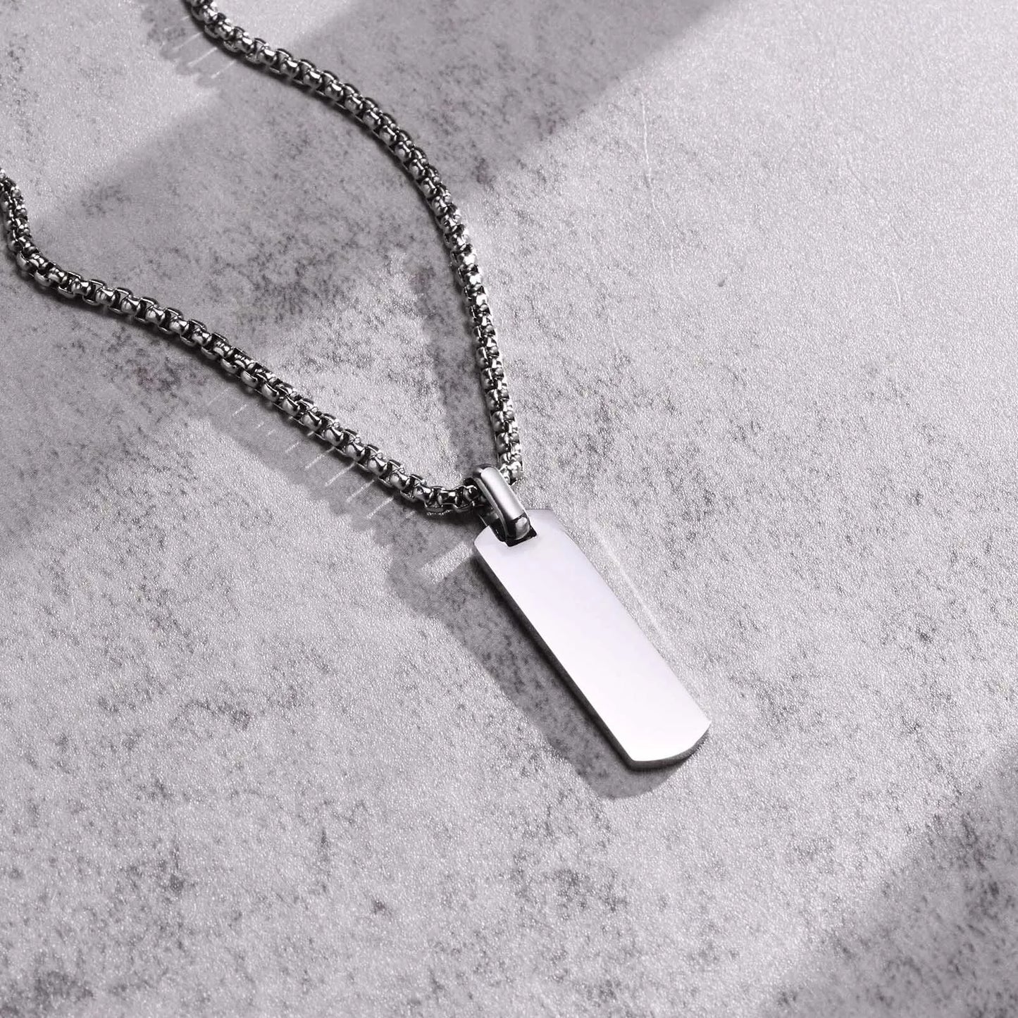 Geometric Stainless Steel Pendant with Box Chain