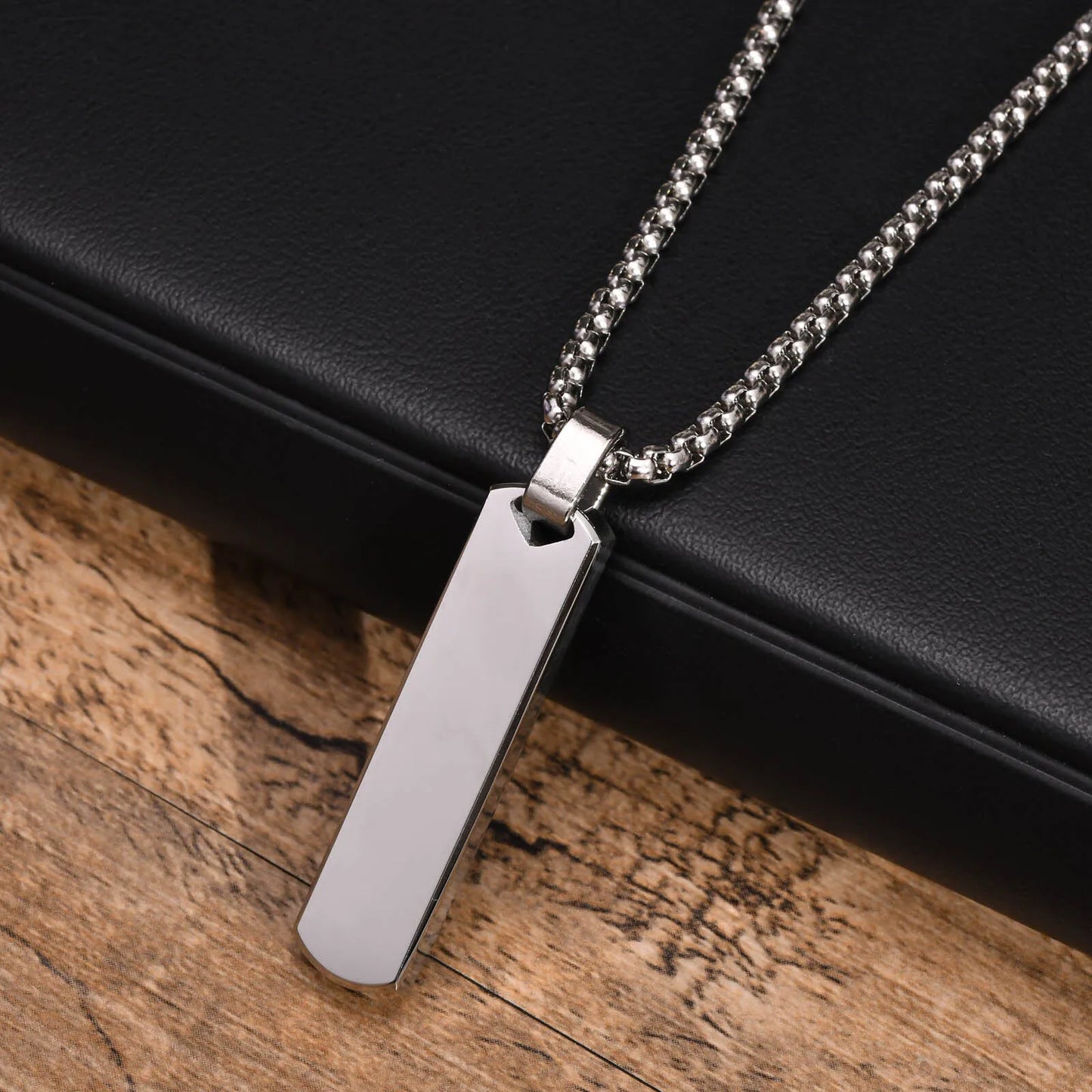 Geometric Stainless Steel Pendant with Box Chain
