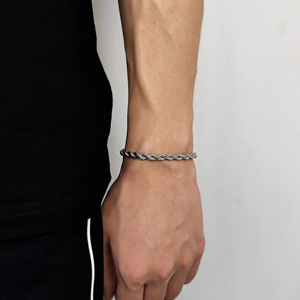 Hip Hop Stainless Steel Twist Chain Men Bracelet