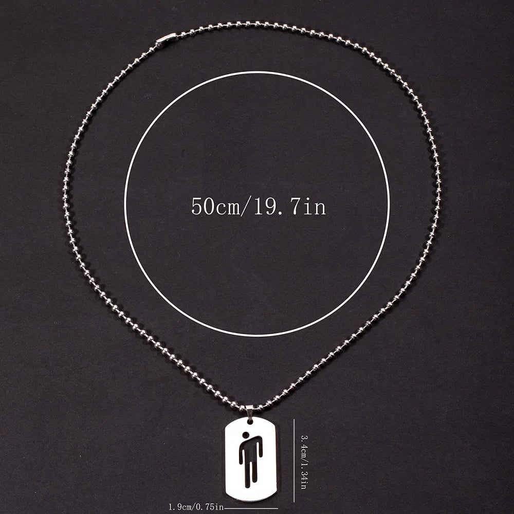 New Fashion Skew Head Tag Stainless Steel Pendant Necklaces