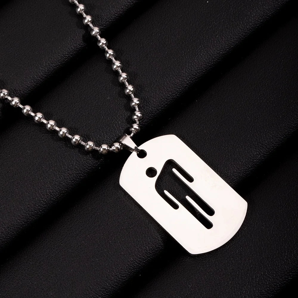 New Fashion Skew Head Tag Stainless Steel Pendant Necklaces