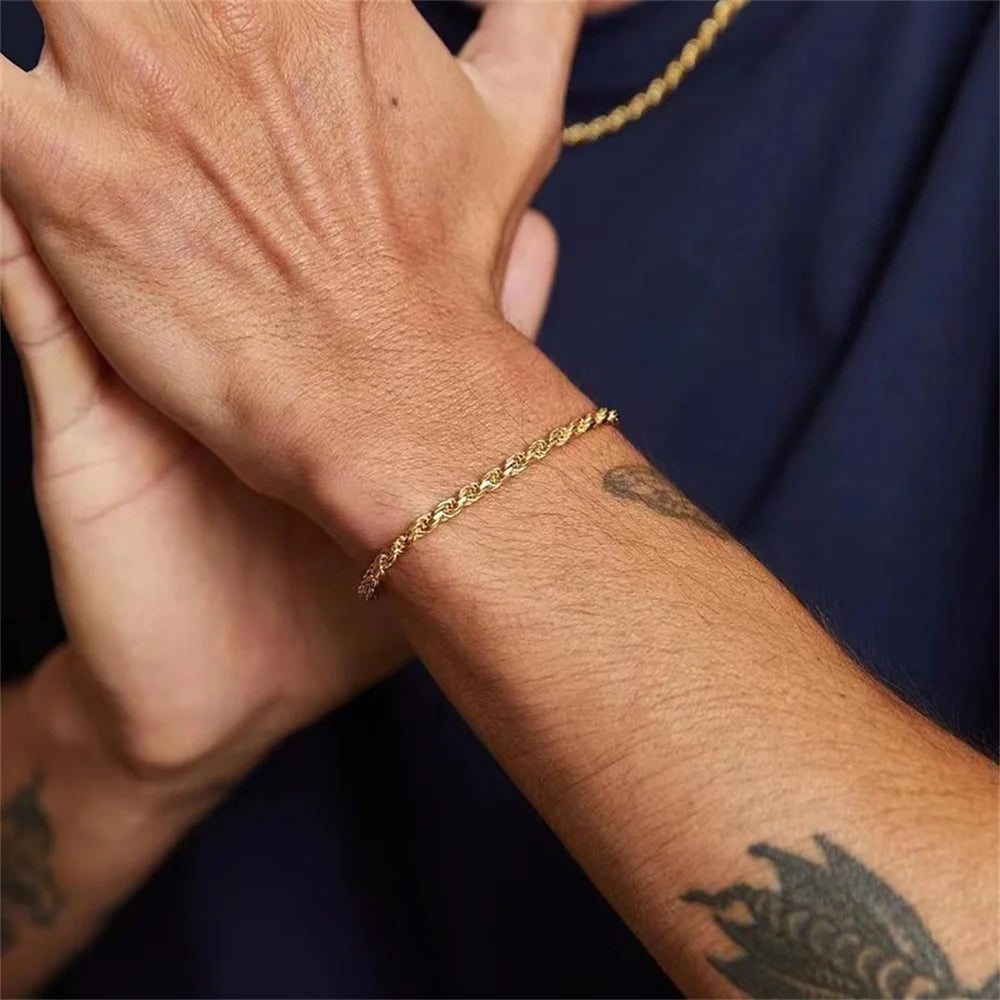 Hip Hop Stainless Steel Twist Chain Men Bracelet