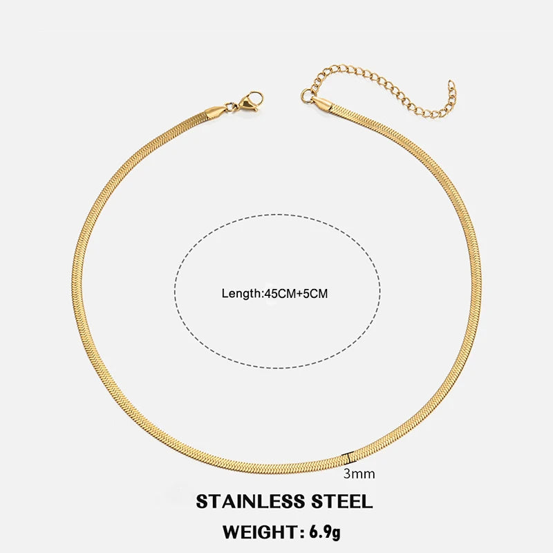 Hot Classic Unisex Flat Snake Chain Choker Necklace