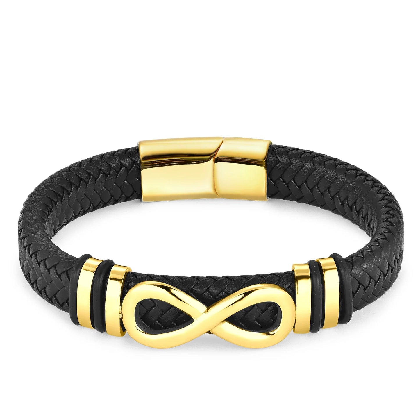 Classic Stainless Steel Leather Bracelet