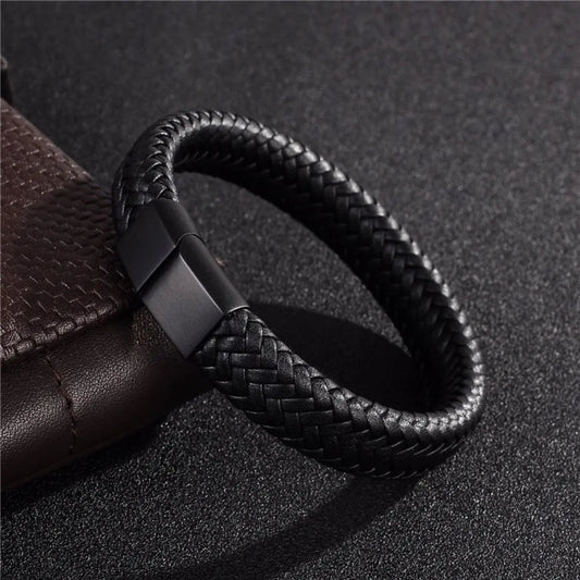 Men's Leather Open Bangle